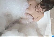 Asian girl Haruka Oosawa masturbates hairy pussy in solo action