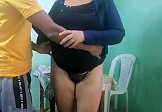 stepmother gets fucked by stepson in husband's office, huge ass action