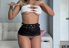 Latina plays with juicy pussy