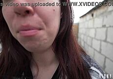 I Give a Risky Blowjob Behind Garages and Swallow Huge Cum