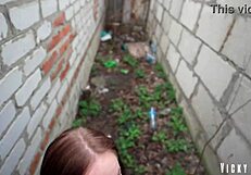 I Give a Risky Blowjob Behind Garages and Swallow Huge Cum