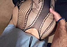 Wife rides her new fucking machine in lingerie while giving blowjob in homemade POV setup.