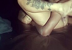 She ditched the fat tattooed bbw party to give pussy to the young glory hole stud