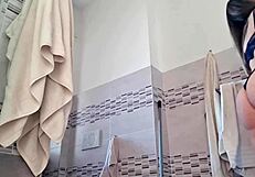 hottie in panties masturbates while cleaning house with fetish vibe