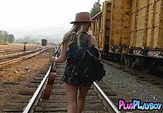 sweet blonde anna katarina feels exposed posing outdoor with ripped clothes