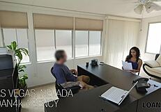 i'm interviewing this latina slut who agrees to sex for cash on the desk