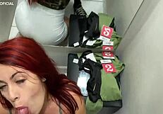 Brazilian Saleswoman Sucks in Public Fitting Room!