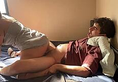 College classmate came for homework, but got a blowjob instead.