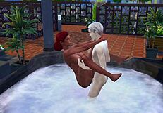 Redhead Bathes in Outdoor Jacuzzi Publicly