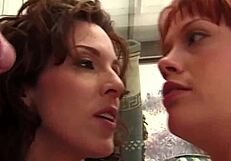 Experienced milf teaches her redhead stepdaughter blowjob skills with deepthroat and doggystyle