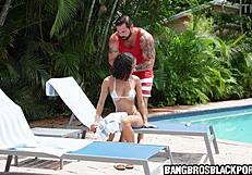 Ebony stepdaughter gets oiled up by her stepdad