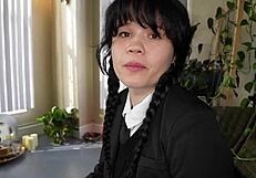 Wednesday Addams takes huge black dick deep in doggystyle.