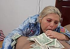 Latina blonde master provides oral pleasure with licking and sucking