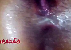 Fat latina BBW hints at anal pleasure with cumshot on hairy pussy