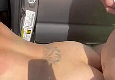 Busty petite hooker gets cum on ass in dirty street voyeur