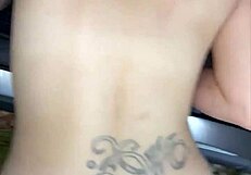 Busty petite hooker gets cum on ass in dirty street voyeur