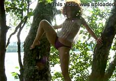 Ginger teen 18+ pamela e feels the thrill of self-smashing her shaved pussy on outdoor branches.