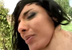 Euro gipsy Loona Luxx takes anal double fuck creampie outdoor with Mike Angelo and Lauro Giotto.