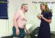 femdom nurses humiliate dude with small cock in group handjob session