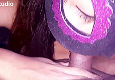 Susy the housewife slut gives intense blowjob. Cum fills her mouth completely.