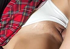 the pretty japanese college girl sensually rides in cowgirl close up