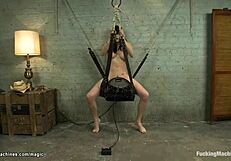 Busty Babe Insaddle Machine Fucked!