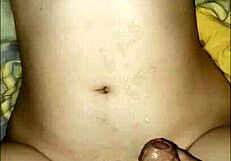 Feeling horny, young couple rides and jerks on sofa