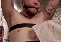 Huge Tits Butcher Fucks Bound Man With Dildo