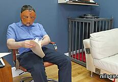 Slutty cutie brought to butthole loony bin for awkward therapy.