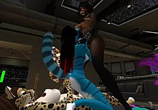 Sunny the shemale gets blowjob and fucking in furry 3some double team 😈