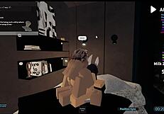 Slut Endures Intense Gangbang in Roblox Condo Setting.