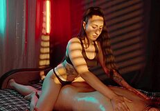 Hey, that long-haired masseuse in the underground salon gave me an awesome happy ending massage by jerking off my big cock