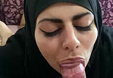 Mia Niqab eats balls and cum!
