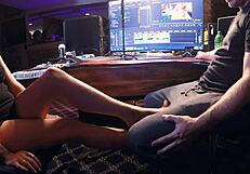 Raven Grey shows off her skills, making that cock explode just with her feet in a wild footjob session. She handles it like a pro.