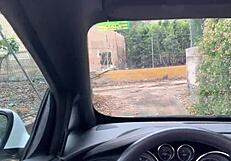 Fucking that slut in public right in the convertible!