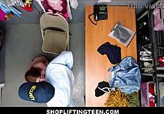 Hot Teen Caught Shoplifting Squirts for Officer Deal