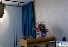 Adorable camgirl Helenwaldorf claps her ass in black thong and corset