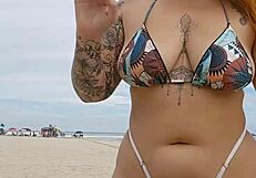 Young 18+ African Babe Flashes on Usa Beach to Attract Married Men for Fucking!