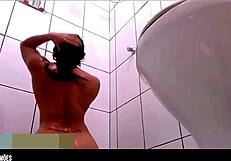 Hot Brunette Shows Body In Bath!