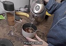 i wanted a cappuccino, so my bf helped by giving me a deepthroat blowjob and fucking my pussy till cum