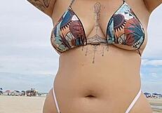 Young 18+ African Babe Flashes on Usa Beach to Attract Married Men for Fucking!