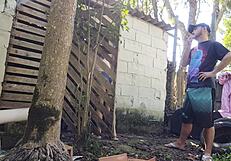 Husband left, bricklayer alone for quote