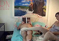 Wonderful Blowjob Maid in White Stockings Jerking a Cunt Cum on Pussy S1