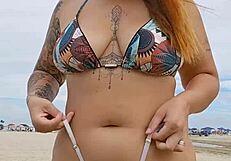 Young 18+ African Babe Flashes on Usa Beach to Attract Married Men for Fucking!