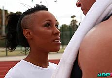 Wow, that muscular guy fucks the beautiful european black spanish girl with her huge ass! 😍