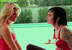 Nikki Hearts And Jessa Rhodes Lez Out By The Pool With Muff Diving And Kissing.