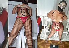 bitch gets hot with big dildo in bodysuit and red panties 😈 full video on pornbl.com