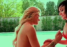 Nikki Hearts And Jessa Rhodes Lez Out By The Pool With Muff Diving And Kissing.