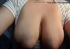 Wife's gorgeous big natural tits bounce during session