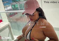 married woman shows off on the balcony